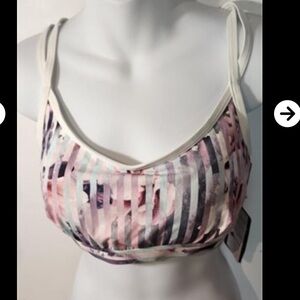 NWT Calia Women's Striped loop back bikini - pink and purple lightly padded